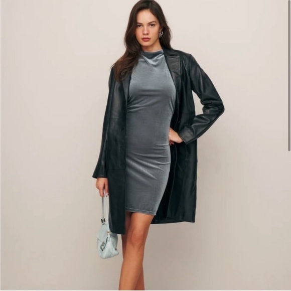 Reformation Alden Knit Dress Silver Velvet New Size Medium - Picture 3 of 12